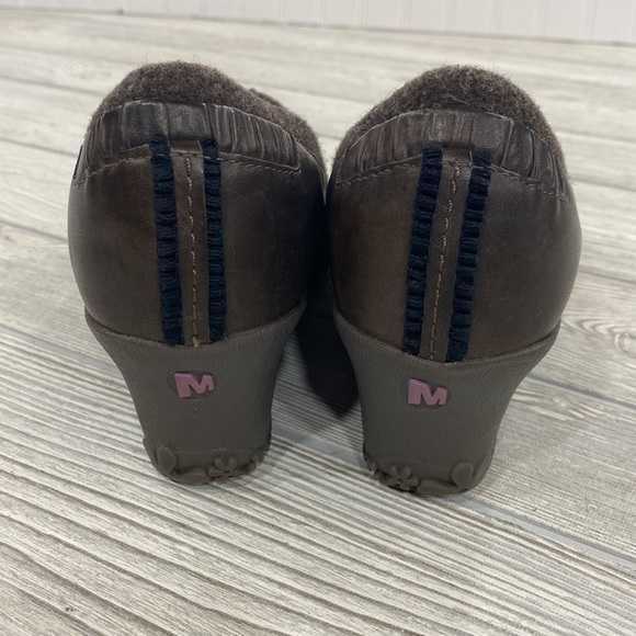 Merrell Tulip Espresso Brown Wool and Leather Wedges - sz 9.5 - Picture 5 of 9